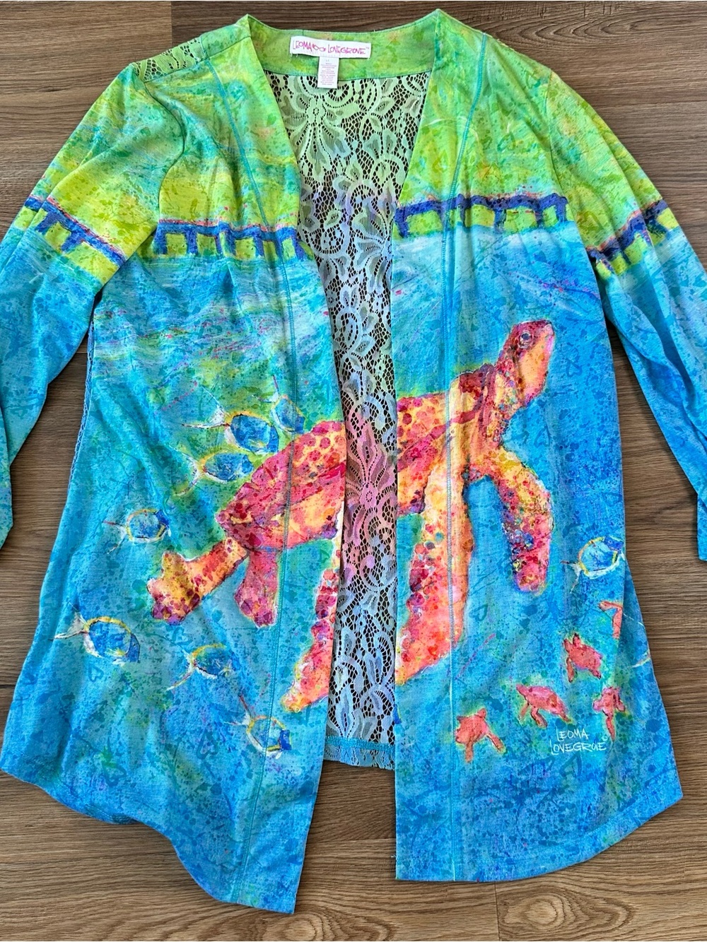 Leoma Lovegrove Open Cardigan Large Lightweight Kimono Cover‎ Up Beachy Resort
